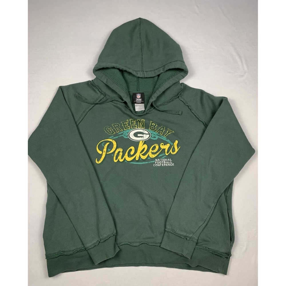 Green Bay Packers Hoodie Womens XL NFL Football Pullover Sweatshirt Green
